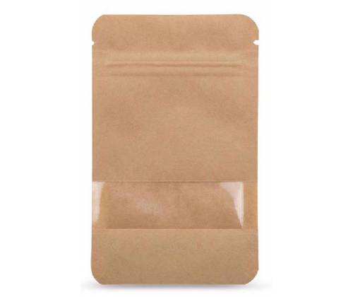 Craft Paper Storage Bag with Window - Brown (140x85mm) -  Price: 0,40€