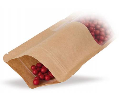 Craft Paper Storage Bag with Window - Brown (140x85mm) -  Price: 0,40€