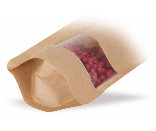 Craft Paper Storage Bag with Window - Brown (140x85mm) -  Price: 0,40€