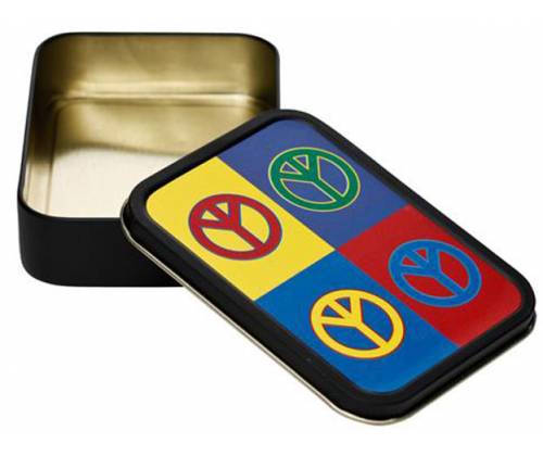 Μεταλλικό Κουτί Αποθήκευσης Peace Sign - 11x8cm - Τιμή: 4,30€