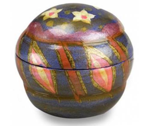 Ξύλινο Κουτί Αποθήκευσης Oval με Καπάκι Blue Flower - 3.5cm - Τιμή: 3,30€