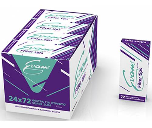 EVANS Tar-Get Φιλτράκια - Super Slim 72τεμ. - Συσκευάσία 24τεμ. - Τιμή: 6,00€