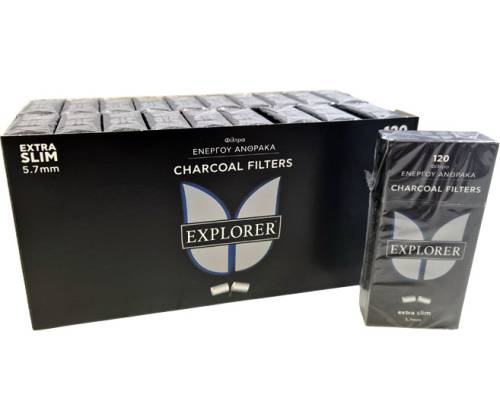 Explorer Charcoal Φιλτράκια Άνθρακα - Extra Slim 120φ. - Τιμή: 0,98€