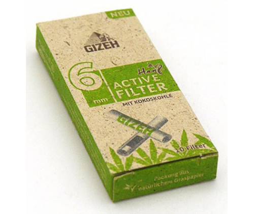 Φίλτρο Gizeh Extra Slim 10 Ενεργού Ανθρακα από Κέλυφος Καρύδας 6mm - Hemp - Τιμή: 2,40€