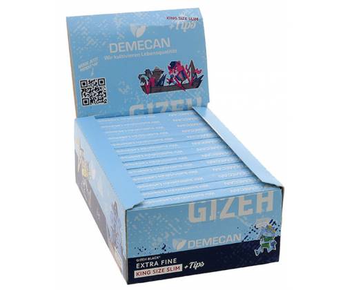 GIZEH Χαρτάκια Demecal Black Edition King Size Slim + Tips - Μαγνητικό Κλείσιμο - Τιμή: 1,70€
