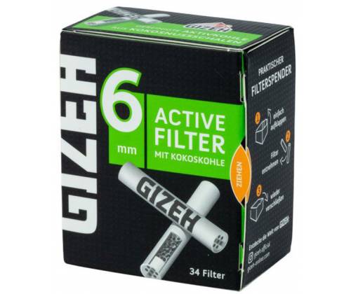 Ανταλλακτικό Φίλτρο Gizeh Extra Slim 34 Ενεργού Ανθρακα 6mm - Green -  Price: 5,90€