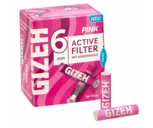 Ανταλλακτικό Φίλτρο Gizeh Extra Slim 34 Ενεργού Ανθρακα 6mm - Ροζ - Τιμή: 5,40€