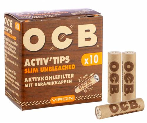 Filter OCB Slim Unbleached 10 Active Carbon 7mm -  Price: 2,00€