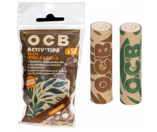Φίλτρο OCB Slim 50 Bag Ενεργού Ανθρακα Unbleached 7mm Leaf- Limited Edition - Τιμή: 8,40€