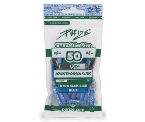 Ανταλλακτικό Φίλτρο Purize Extra Slim 50 Ενεργού Ανθρακα 5.9mm - Μπλε - Τιμή: 8,90€