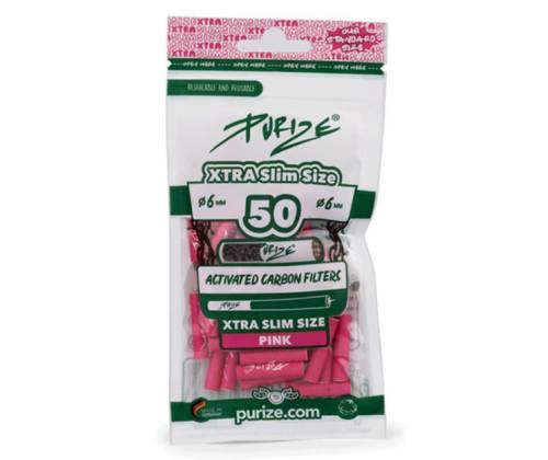 Ανταλλακτικό Φίλτρο Purize Extra Slim 50 Ενεργού Ανθρακα 5.9mm - Ροζ - Τιμή: 8,90€