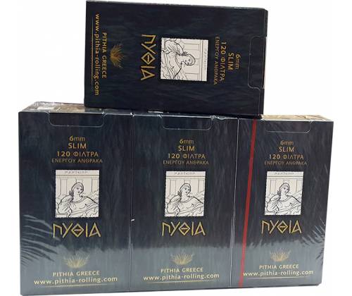 ΠΥΘΙΑ Φιλτράκια  Άνθρακας - Slim 6τεμ. - Τιμή: 2,80€