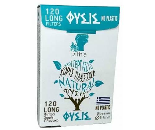ΠΥΘΙΑ Φιλτράκια Ultra Slim ΦΥΣΙΣ Μακρύ Ακατέργαστο Long Χωρίς Πλαστικό 120φ. - Τιμή: 0,75€