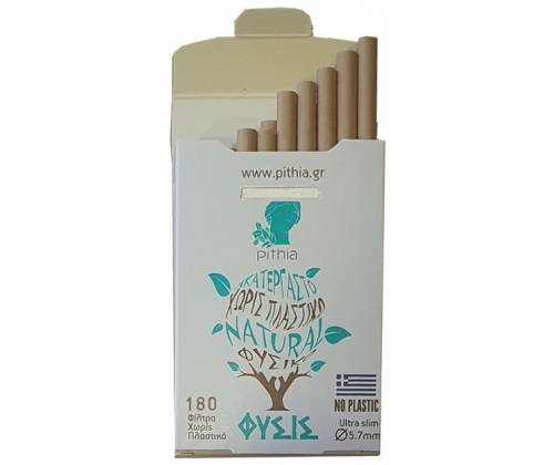 ΠΥΘΙΑ Φιλτράκια Ultra Slim ΦΥΣΙΣ Ακατέργαστο Χωρίς Πλαστικό 180φ. - Τιμή: 0,75€