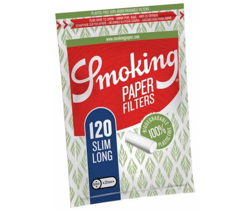 Smoking Φιλτράκια Slim Long 6mm 100% Bio - 120φ. - Τιμή: 0,95€