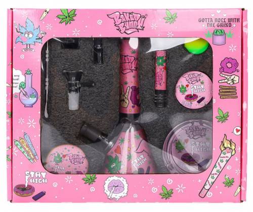 Bong Σετ «Baked Bunny» με Bong, Δίσκο, Grinder, Σταχτοδοχείο και Βάζο Αποθήκευσης - Τιμή: 35,50€