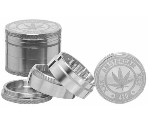 Amsterdam Grace Glass Grinder Τρίφτης 420 Ασημί 50mm Aluminium - 4 Parts - Τιμή: 12,50€