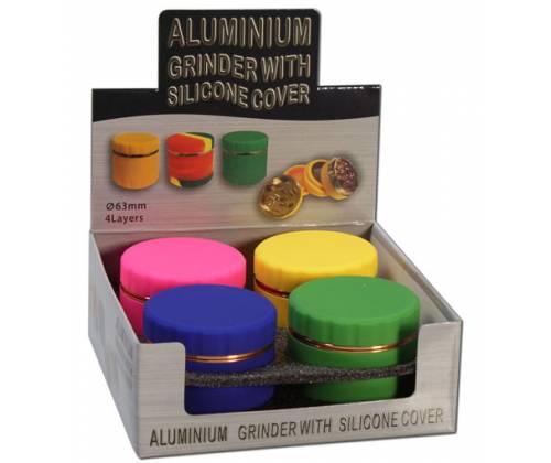 Grinder Τρίφτης Σιλικόνη + Αλουμίνιο 63mm 4 Parts - Διάφορα Χρώματα - Τιμή: 14,50€