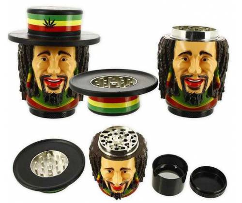 Ragga Μεταλλικό Grinder Τρίφτης 3D Rasta Man 43mm - 3 Parts - Τιμή: 13,70€