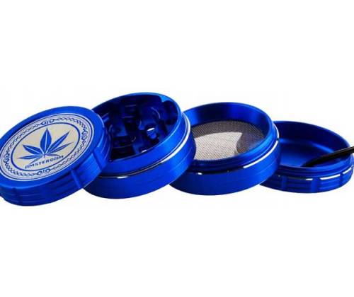 Amsterdam Grace Glass Aluminium Grinder Τρίφτης Μπλε 50mm - 4 Parts - Τιμή: 13,50€