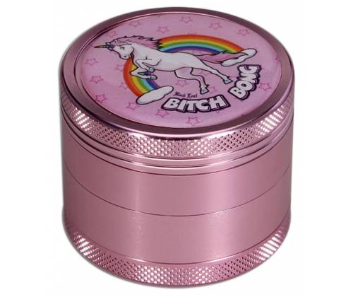 Grinder Τρίφτης 50mm Αλουμίνιο Σχέδιο Bitch Bong Pink - 4 Parts - Τιμή: 16,50€