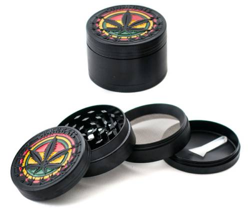 Grinder Τρίφτης Μεταλλικός Μαύρο Leaf Ανάγλυφο 50mm - 4 Parts - Τιμή: 16,30€