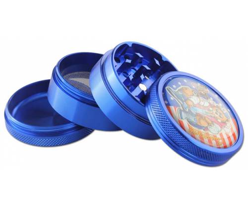 Grinder Τρίφτης 50mm Αλουμίνιο Σχέδιο Cannifornia Blue - 4 Parts - Τιμή: 17,50€