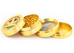 Grinder Τρίφτης Gold Rasta Leaf Logo 52mm Aluminium - 4 Parts