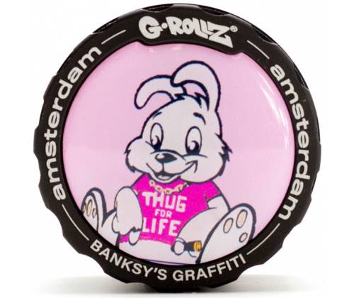 G-Rollz Aluminium Grinder Τρίφτης 43mm Μαύρο Bansky Graffiti «Thug For Life | Rabbit» - 4 Parts - Τιμή: 19,50€