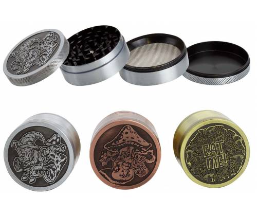 Amsterdam Grinder Τρίφτης Shroom 63mm Gold - 4 parts (αλουμίνιο) - Τιμή: 14,50€