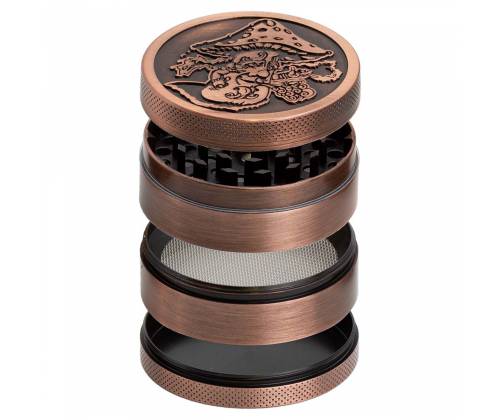 Amsterdam Grinder Τρίφτης Shroom 63mm Bronze - 4 parts (αλουμίνιο) - Τιμή: 14,50€