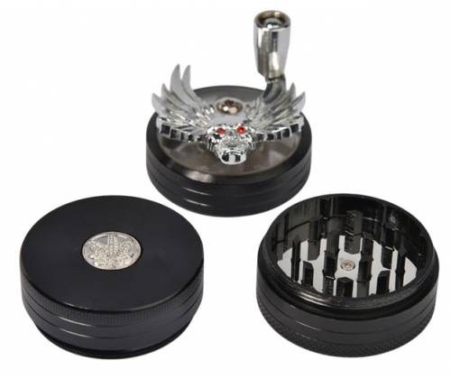Grinder Τρίφτης Μύλος 50mm με Κουμπί Καθαρισμού  - Eagle Skull 3 Parts - Τιμή: 9,90€