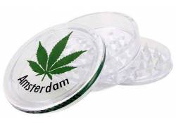 Grinder Τρίφτης Πλαστικός Amsterdam Leaf 60mm Διάφανο - 3 Parts