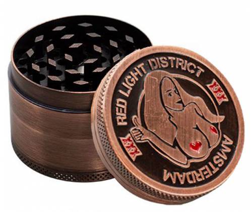 Grinder Τρίφτης 50mm Amsterdam Red Light Bronze - 4 Parts - Τιμή: 11,90€
