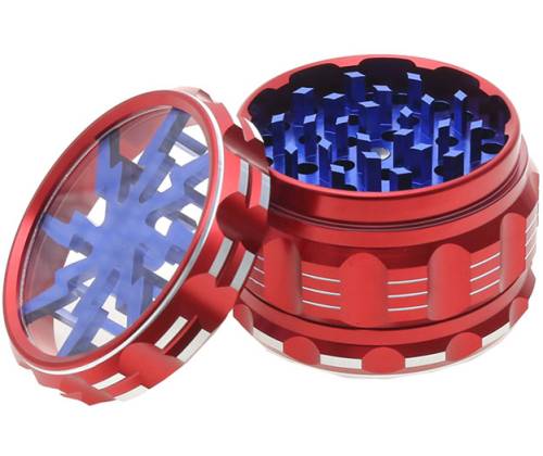 Grinder Τρίφτης «Lightning» 55mm Red-Blue - 4 parts - Τιμή: 15,50€