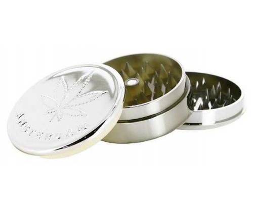 Grinder Τρίφτης Πλαστικός Amsterdam Leaf 60mm Silver Embossed - 3 Parts - Τιμή: 1,90€