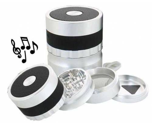 Grinder Τρίφτης Ασημί - Μαύρο Aluminium Με Ηχείο Bluetooth - 4 Parts - Τιμή: 49,90€
