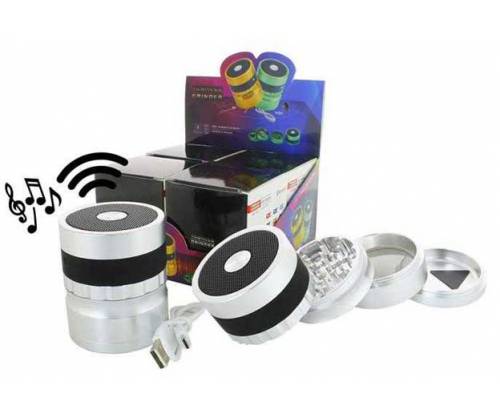 Grinder Τρίφτης Ασημί - Μαύρο Aluminium Με Ηχείο Bluetooth - 4 Parts - Τιμή: 49,90€