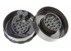 GrinderVac Τρίφτης Πλαστικός 74mm All Black - Κατοχυρωμένο με Δίπλωμα Ευρεσιτεχνίας