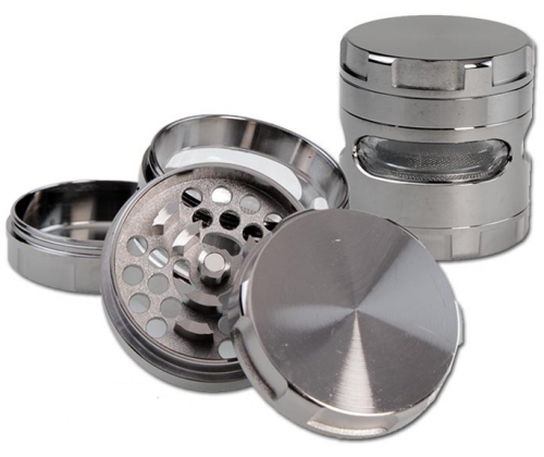 Grinder Τρίφτης με Παράθυρο Ασημί 62mm - 4 Parts - Τιμή: 14,90€