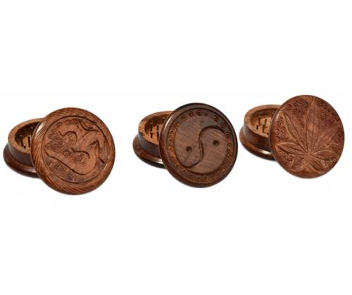 Grinder Τρίφτης Ξύλινος Σκούρο Καφέ Σκαλιστό 60mm - 2 Parts - Τιμή: 4,20€