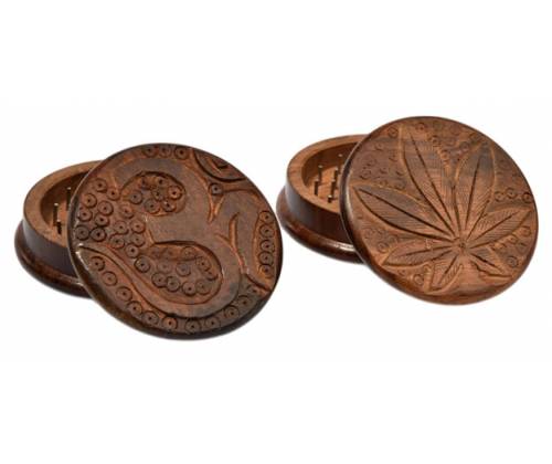 Grinder Τρίφτης Ξύλινος Σκούρο Καφέ Σκαλιστό 75mm - 2 Parts - Τιμή: 4,50€