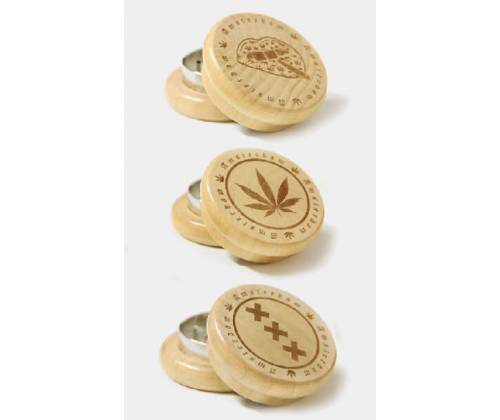 Grinder Τρίφτης  Ξύλινο Amsterdam 50mm- 2 Parts - Τιμή: 7,30€