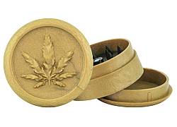 Grinder Τρίφτης Πλαστικός Leaf Χρυσό 50mm - 3 Parts