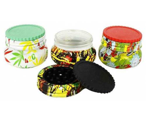 Grinder Τρίφτης Πλαστικός Leaf 56mm & Γυάλινο Δοχείο150ml - Τιμή: 10,50€