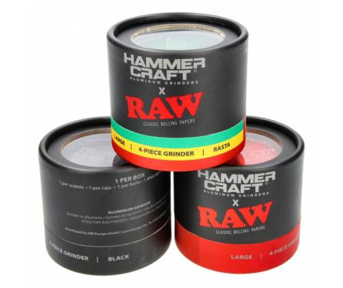 Hammercraft X RAW Grinder Aluminum Grinder Small 51mm - 4 Parts Rasta -  Price: 19,00€