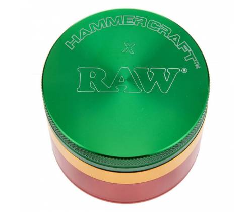 Hammercraft X RAW Grinder Aluminum Grinder Small 51mm - 4 Parts Rasta -  Price: 19,00€