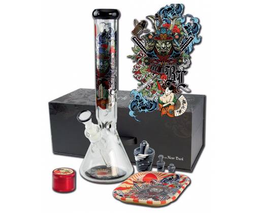 Γυάλινο Bong IN BOX Black Leaf  | Ronin and Geisha 40cm - Τιμή: 94,90€