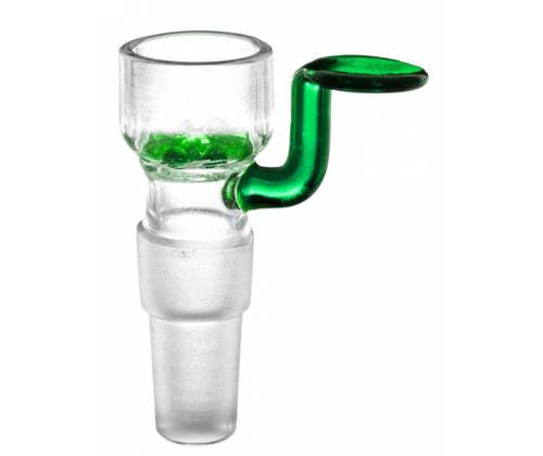 Γυάλινο Bowl για Bong με Λαβή και Γυάλινη Σίτα - Πράσινο Dual Size SG14/19 - Τιμή: 9,90€