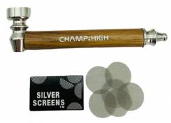 Μεταλλική Πίπα Champ με Επένδυση Ξύλου Σκούρο Καφέ - 12cm